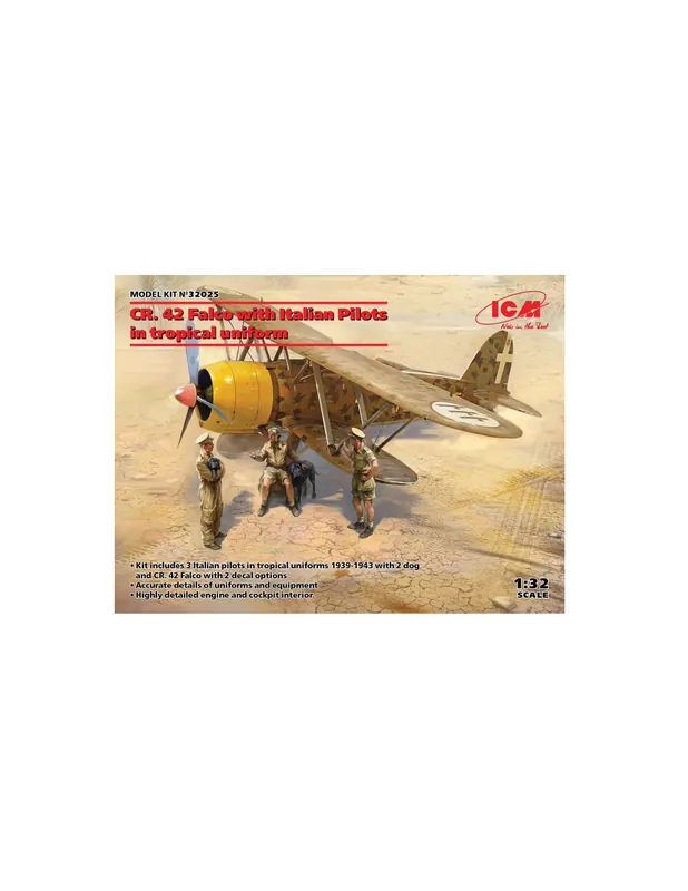 Plată sigură ICM 32025 Cr. 42 Falco with Italian Pilots in tropical uniform