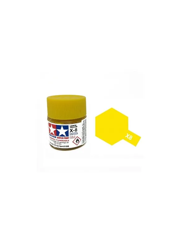Tamiya 81508 Acrylic Color X-8 Lemon Yellow (Gloss) 10ml Premium