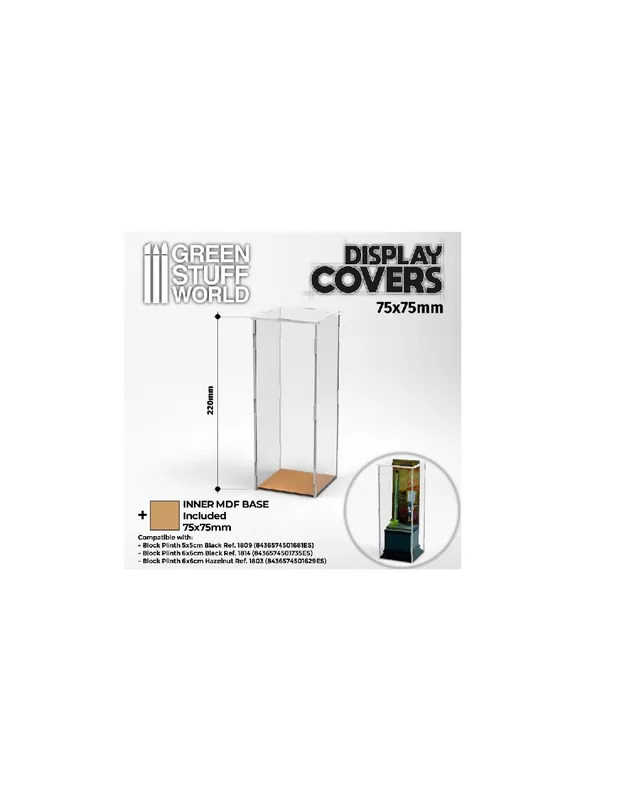 Green Stuff 506982 Acrylic Display Covers 75x75mm (22cm high) Plată securizată