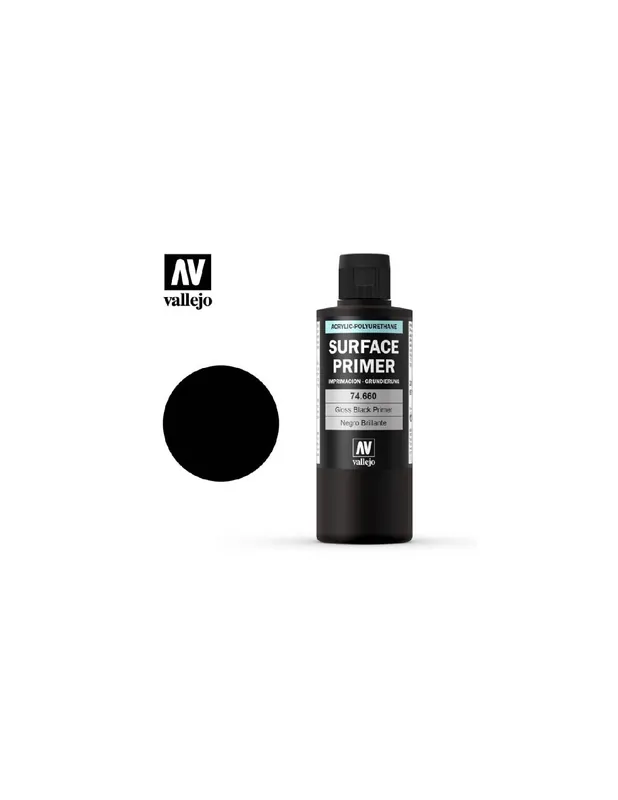 Vallejo 74660 Metal Color Black Gloss Primer 200ml Expediere rapidă