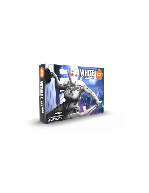 Plată sigură AK Interactive 11609 White Colors Set