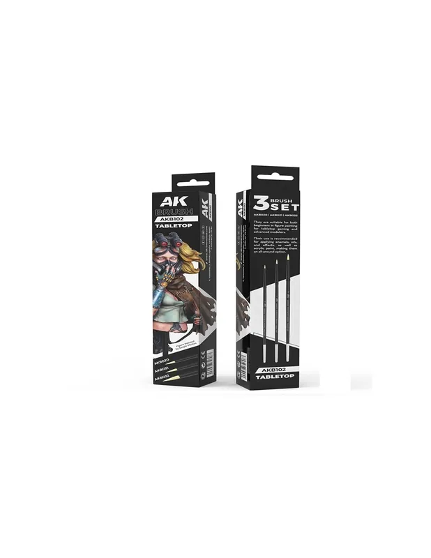 Ultima șansă AK Interactive B102 Tabletop Synthetic Brushes Set – 3pcs. Brushes