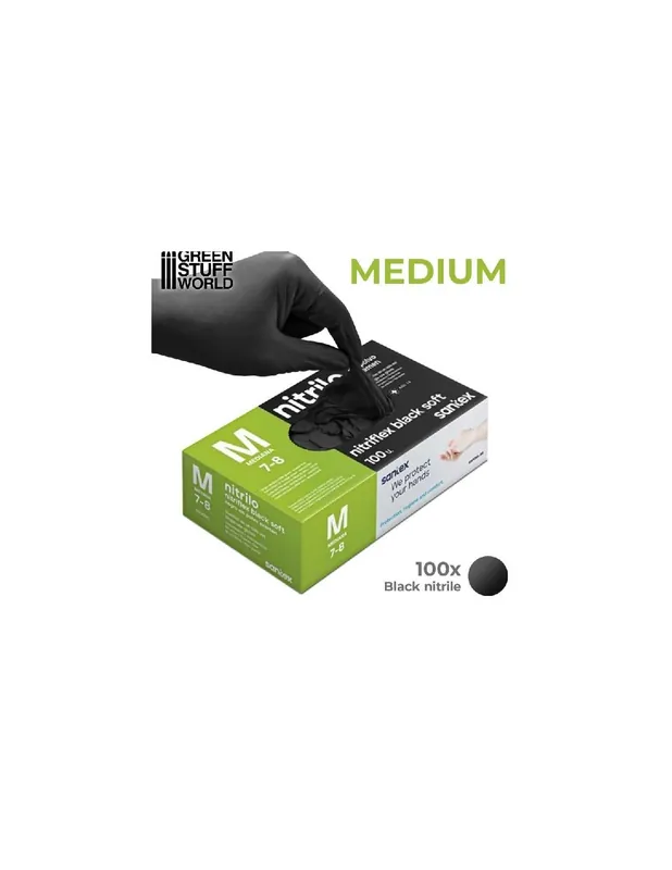 Noutate Green Stuff 506379 Black Nitrile Gloves - Medium
