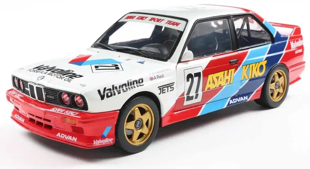 Macheta BMW M3 e30 1986 27 Kawamoto Anthony reid jtcc scara 1/18 rosu albastru si alb Preț mic