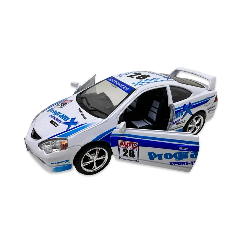 Macheta Honda Integra alba racing replica metal cu usi deschise si mecanism pull back fara cutie proprie Cel mai vândut