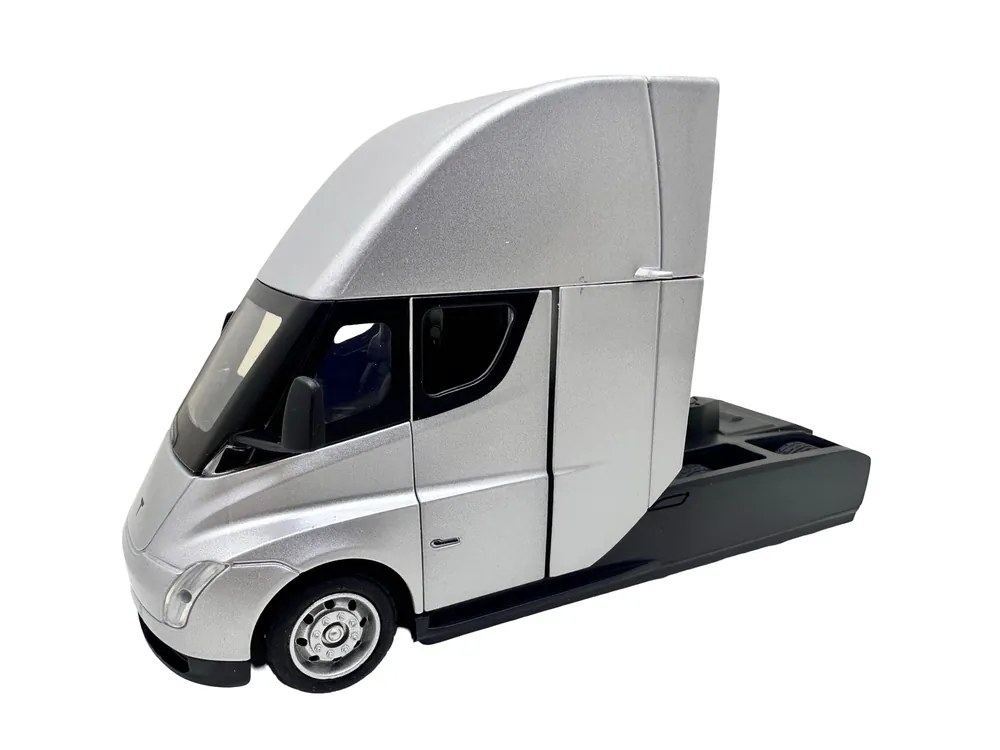 Cumpără acum Macheta tir Tesla Semi gri 1 32 replica metal usi deschise sunet si lumini resort