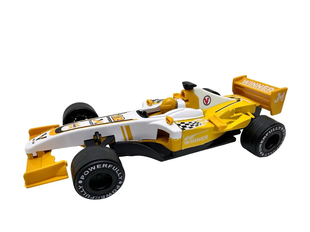 Preț promoțional Macheta Formula 1 Warrior galbena 1 20 replica plastic si metal pull-back roti late