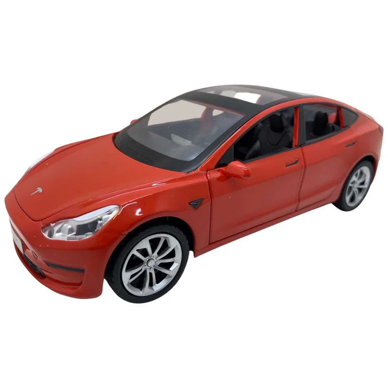 Macheta Tesla Model 3 rosie deschide 4 usi, portbagaj si capota, lumini si sunete Preț redus