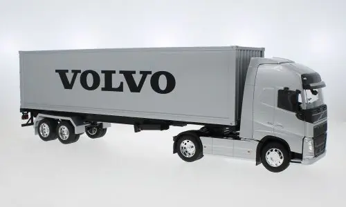 Macheta Tir Volvo FH 4×2 cu remorca 1 32 metal argintiu Livrare expres