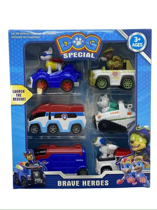 Bestseller Set replica Patrula catelusilor Paw Patrol catelusi cu masinute