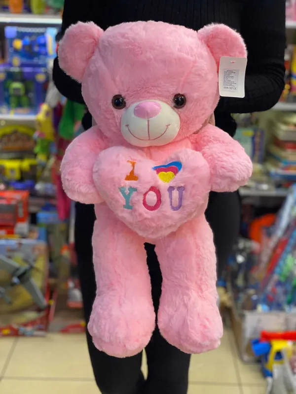 Urs de plus roz cu inima I Love You 50cm Super ofertă