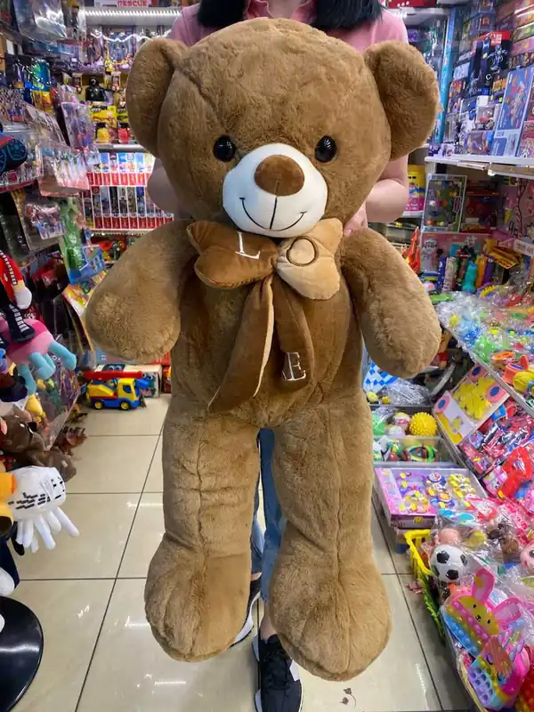 Retur ușor Urs de plus maro catifelat cu papion 80 cm