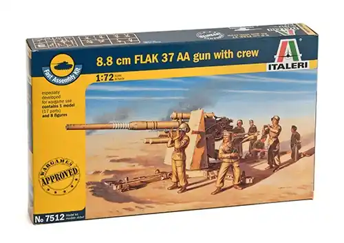 Italeri 7512 - 1 72 8.8 Cm. Flak 37 Aa Gun - Fast Assembly And 8 Figures Retur ușor