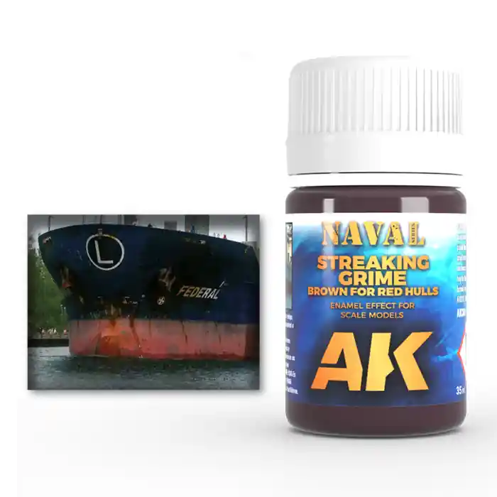 Noutate AK Interactive 304 - For Ships - Brown Streaking Grime For Red Hulls