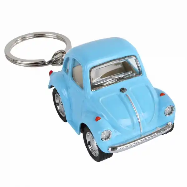 Macheta Metalica VW Beetle Cu Breloc, Masinuta Die-Cast Tip Broscuta Cu Mecanism Pullback, Tragere Inapoi, Roti Functionale, Design Retro Clasic, Caroserie Lucioasa Si Inel Metalic Pentru Chei, Albastru Ofertă limitată