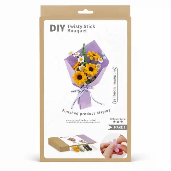 Set Creativitate Buchet DIY Twisty Stick Bouquet, Kit Pentru Realizat Flori Decorative Cu Tulpini Modelabile, Proiect Handmade Cu Floarea Soarelui Si Margarete, Activitate Creativa Pentru Copii, Multicolor Preț promoțional