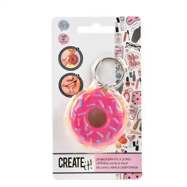Balsam de buze cu aroma de zmeură, Model gogoașă, Pentru copii, Roz Reducere de preț