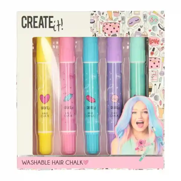 Livrare expres Set 5 Creioane Colorate pentru Păr, Create It!, Multicolor