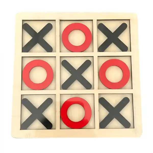 Jucarie montessori x si 0, din lemn, interactiva/educativa, 9 piese, 14.3x14.3 cm, Rosu/Negru Discount