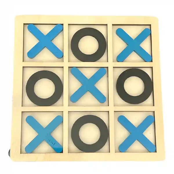 Jucarie montessori x si 0, din lemn, interactiva/educativa, 9 piese, 14.3x14.3 cm, Albastru/Negru Ultima șansă