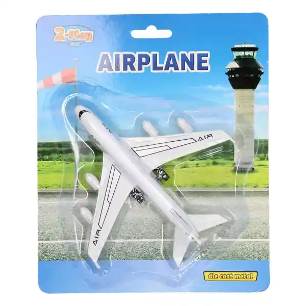 Avion metalic de jucarie cu functie pull-back, 14 cm, Alb Mai ieftin