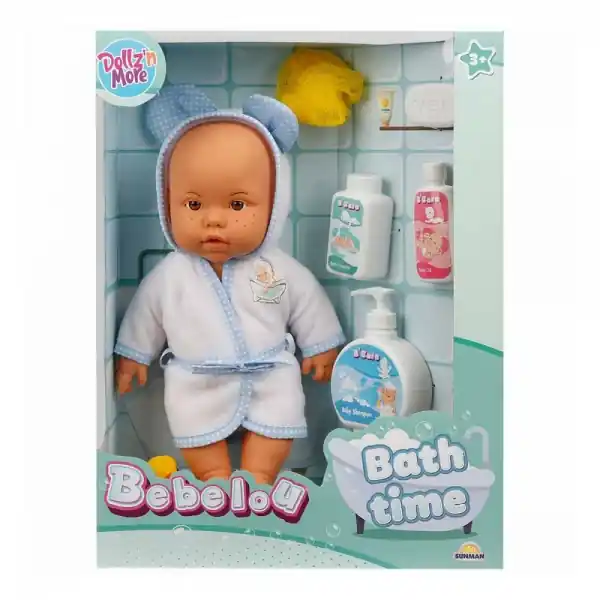 Preț promoțional Papusa bebelus, Bebelou, Dollz n More, Timpul pentru baita, 35 cm, Albastru
