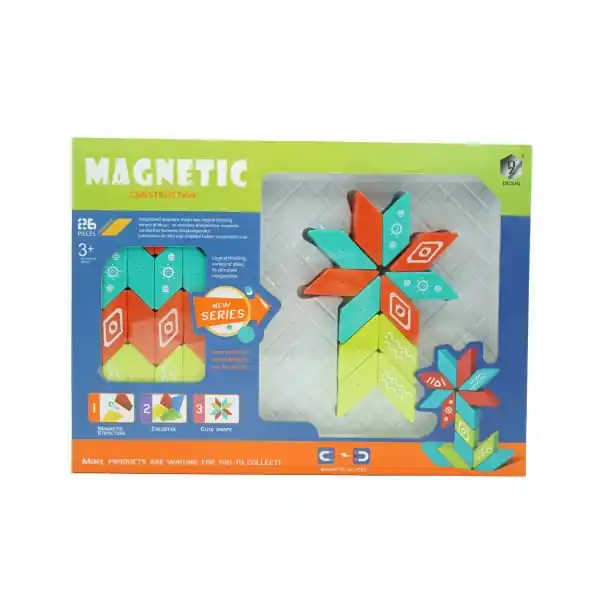 Noutate Set inteligent de constructie cu piese magnetice, 26 piese, +3 ani, Multicolor