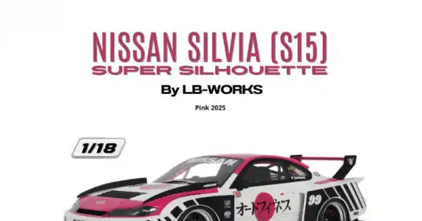Comandă acum PRECOMANDA Macheta auto Nissan Silvia (S15) Super Silhouette By LB-WORKS, Pink, 2025, GT1029, 1 18, GT Spirit