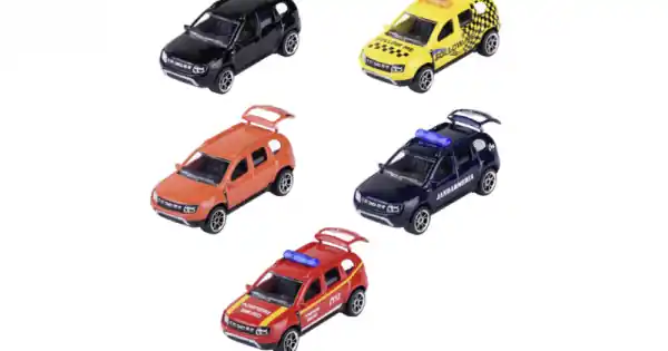Ofertă de sezon Macheta auto Giftpack 5x Dacia Duster, 1 64, Majorette