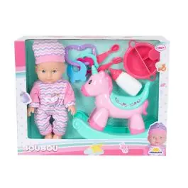Ieftin Papusa bebelus cu balansoar si accesorii, Boubou, 30 cm