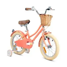 Bicicleta cu roti ajutatoare si cos, Rizz Jr, 14 inch, Peach Reducere
