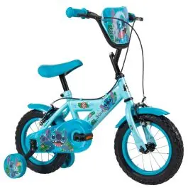 Ofertă Bicicleta cu roti ajutatoare, Huffy, Disney Stitch, 12 inch, Blue