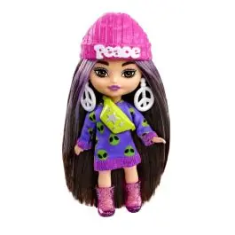 Cumpărături sigure Papusa Barbie Extra Mini Minis cu par si accesorii, 8 cm, HLN46