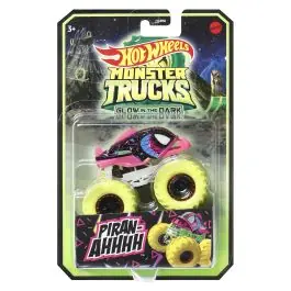 Masinuta Monster Trucks, Hot Wheels, Glow in the Dark, 1 64, Piran-Ahhh, HGX14 Retur gratuit