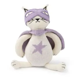 Jucarie de plus din bumbac organic, Picca Loulou, Super-pisica Cathy, 25 cm Discount