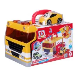Primul meu garaj portabil in forma de camion, Bburago Junior, Galben Lichidare de stoc