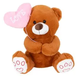 Ursulet de plus cu inima, Puffy Friends, Maro, 40 cm Reducere specială
