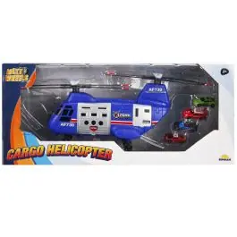 Chilipir Elicopter de marfa cu 4 mini vehicule, Maxx Wheels, Albastru