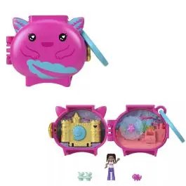 Cumpără acum Mini gentuta in forma de animalut cu accesorii, Polly Pocket, Axolotl, HXX22