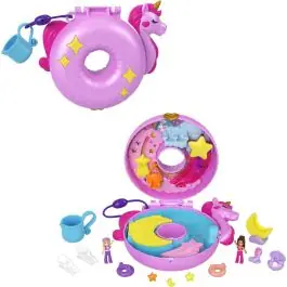 Cumpărături sigure Set de joaca cu 2 papusi si 12 accesorii Polly Pocket, Unicorn Floatie, HKV34