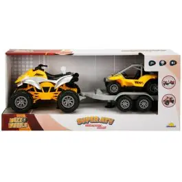 Set Super ATV cu remorca si barca, Maxx Wheels, Galben Reducere de preț