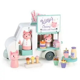 Furgoneta cu milkshake-uri a lui Kitty, din lemn premium, Tender Leaf Toys Ofertă exclusivă