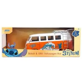 Set masinuta metalica si figurina, Jada, Disney Stitch, Volkswagen Bus 1961, 1 24 Promoție