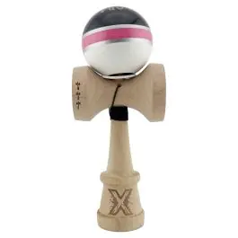 Preț mic Jucarie de indemanare din lemn, Kendama X, Flippy, Royal Spike, King Size V3, Super Sticky, 18 cm, Roz