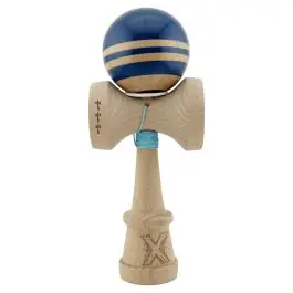 Jucarie de indemanare din lemn, Kendama X, Flippy, Rainbow, King Size V3, Super Sticky, 18 cm, Albastru, Maro Livrare rapidă