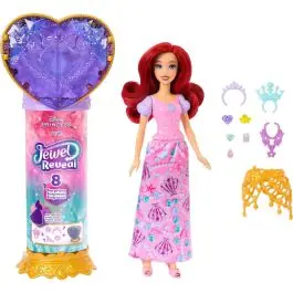 Retur ușor Papusa cu accesorii surpriza, Disney Princess, Jewel Reveal, Ariel, JHL49