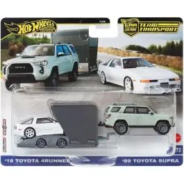 Expediere rapidă Transportator cu masinuta Hot Wheels, 18 Toyota 4Runner si 89 Toyota Supra, HRV37