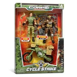Bestseller Set 2 figurine si vehicul militar, Lanard, The Corps Universe, Rain-Prague